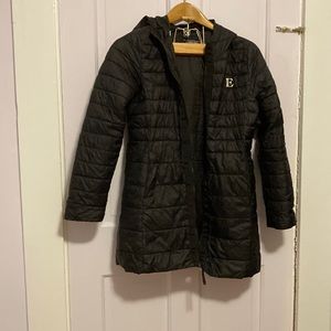 Lands end kids knee-length winter coat with E monogram